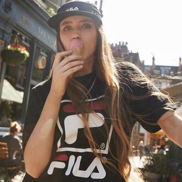 Fila Stacked Logo S/S Women's T-Shirts - Black,NZ 416-31540